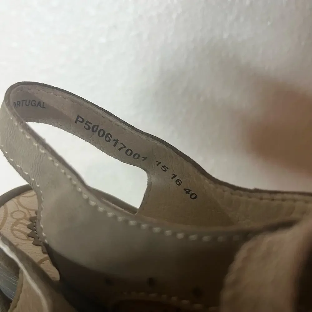 Fly London Yuta Wedge Sandals Taupe Perforated Lace-Up Open Toe 40 / US 9.5-10